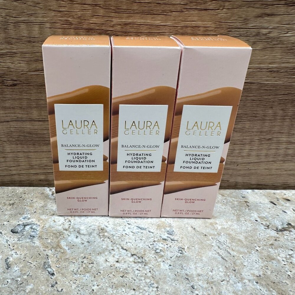 3X Laura Geller Balance-n-Glow Hydrating Liquid Foundation Gold Medium 0.9 fl oz